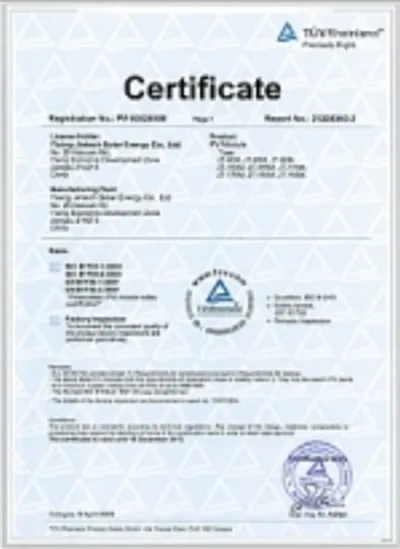 Certifikát SOLARTECH - kvalita služieb